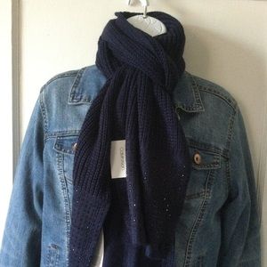 Calvin Klein Navy Studded Embellished Scarf, NWT, Retail $68